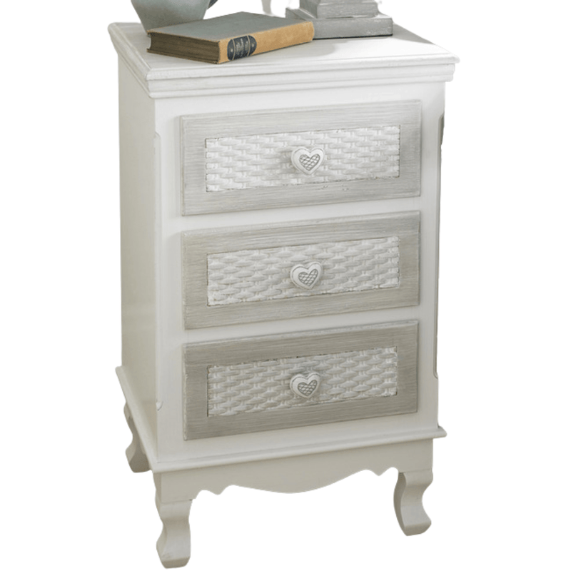 LPD Bedside Cabinet Brittany 3 Drawer Bedside White-Grey Bed Kings