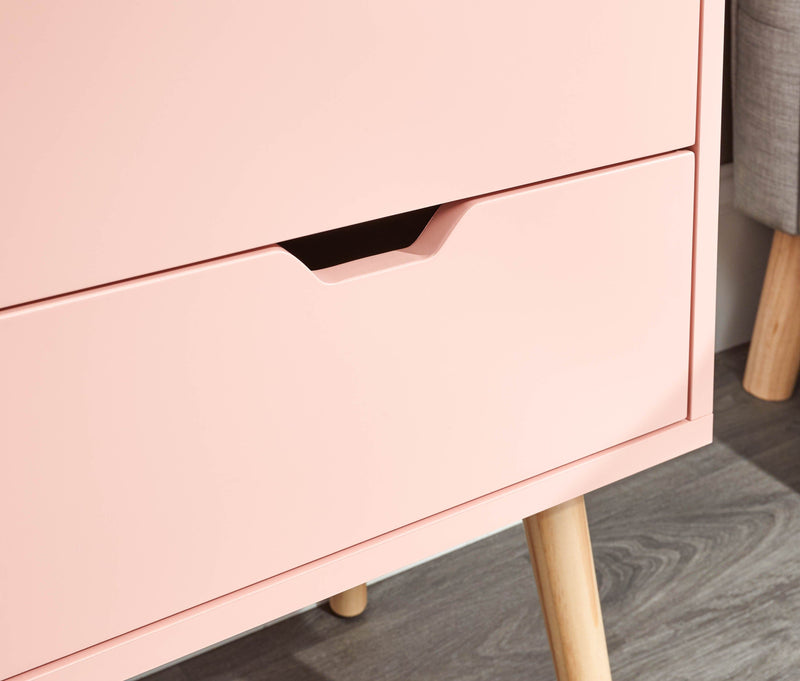 GFW Bedside Table Nyborg Single 2 Drawer Bedside Coral Pink Bed Kings