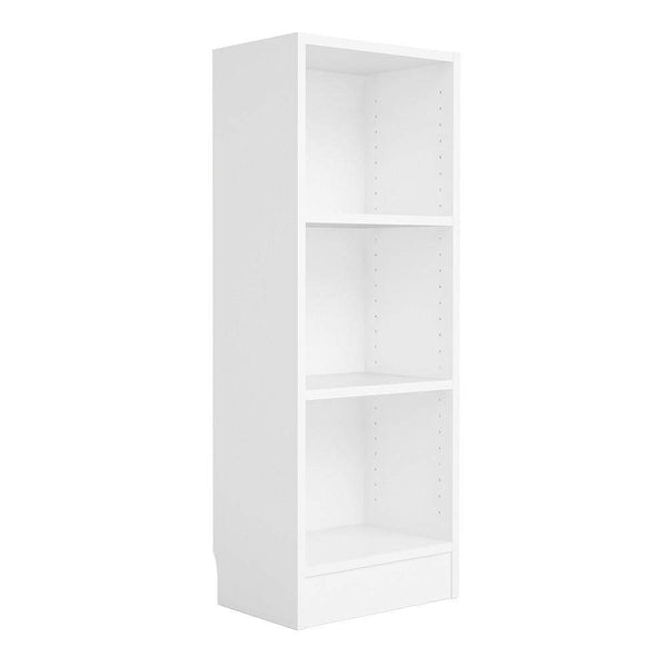 FTG Bookcase Basic Low Narrow Bookcase (2 Shelves) in White Bed Kings