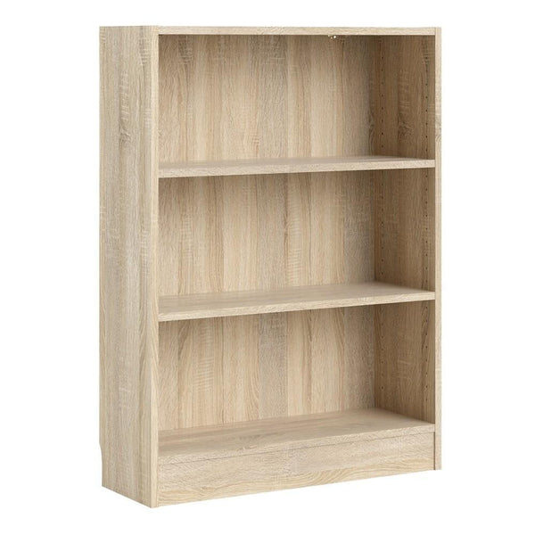 FTG Bookcase Basic Low Wide Bookcase (2 Shelves) in Oak Bed Kings