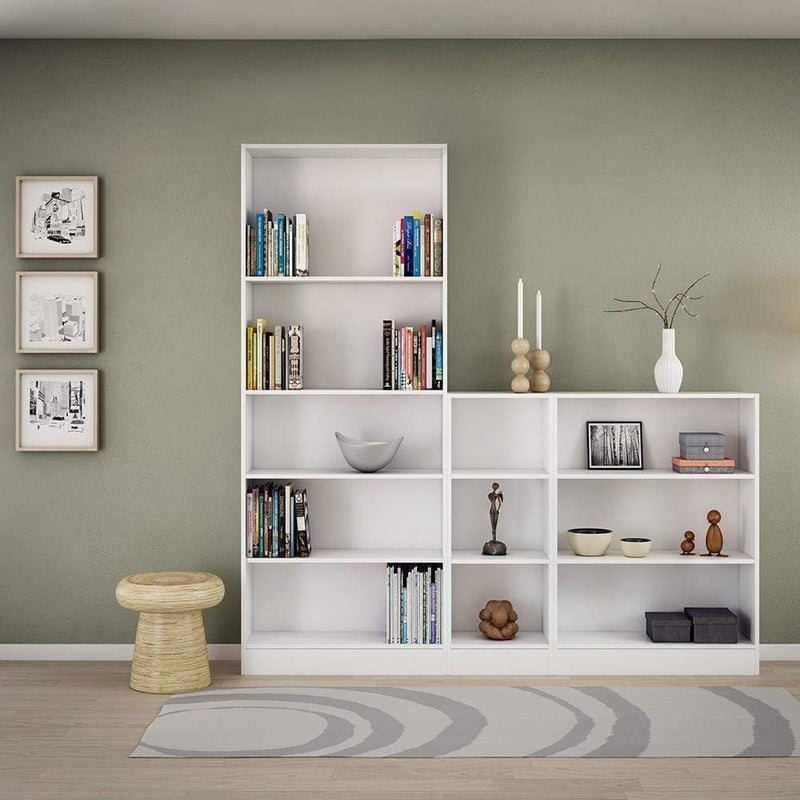 FTG Bookcase Basic Low Wide Bookcase (2 Shelves) in White Bed Kings