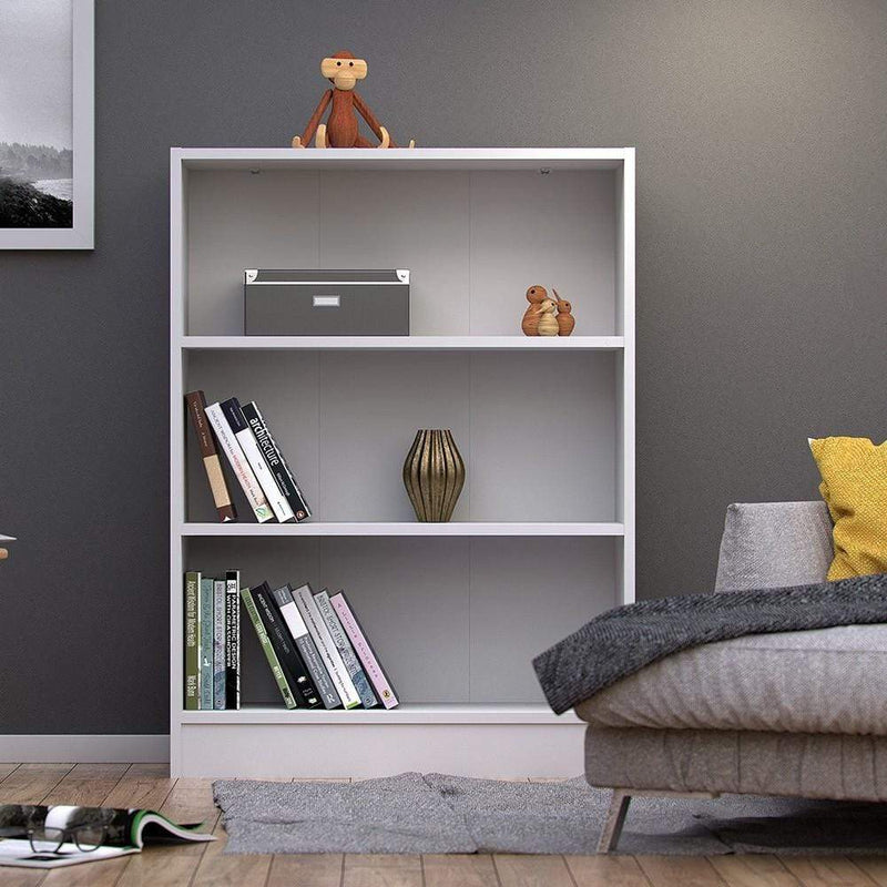 FTG Bookcase Basic Low Wide Bookcase (2 Shelves) in White Bed Kings