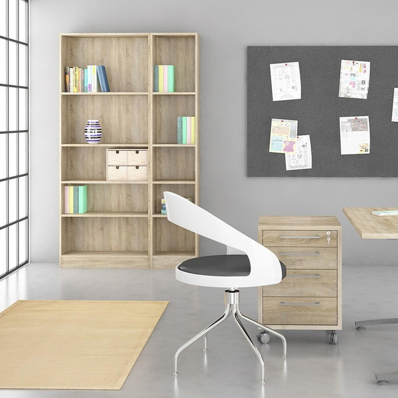 FTG Bookcase Basic Tall Narrow Bookcase (4 Shelves) in Oak Bed Kings