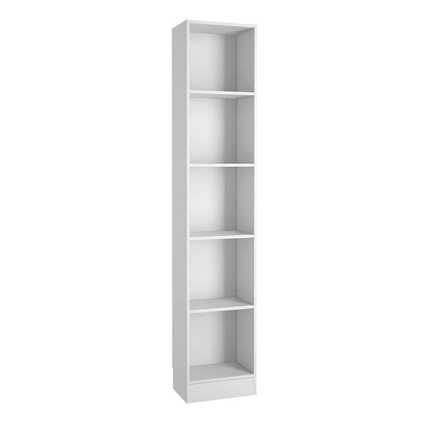 FTG Bookcase Basic Tall Narrow Bookcase (4 Shelves) in White Bed Kings