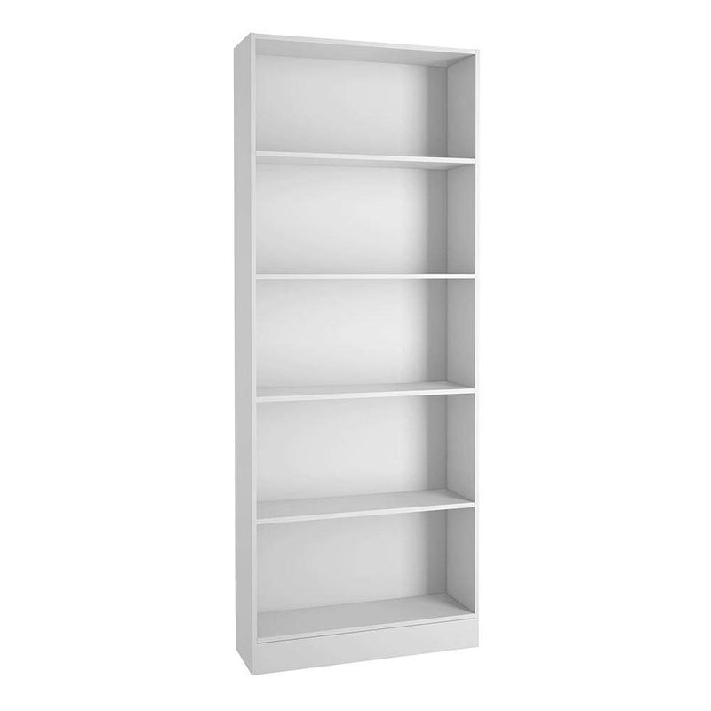 FTG Bookcase Basic Tall Wide Bookcase (4 Shelves) in White Bed Kings