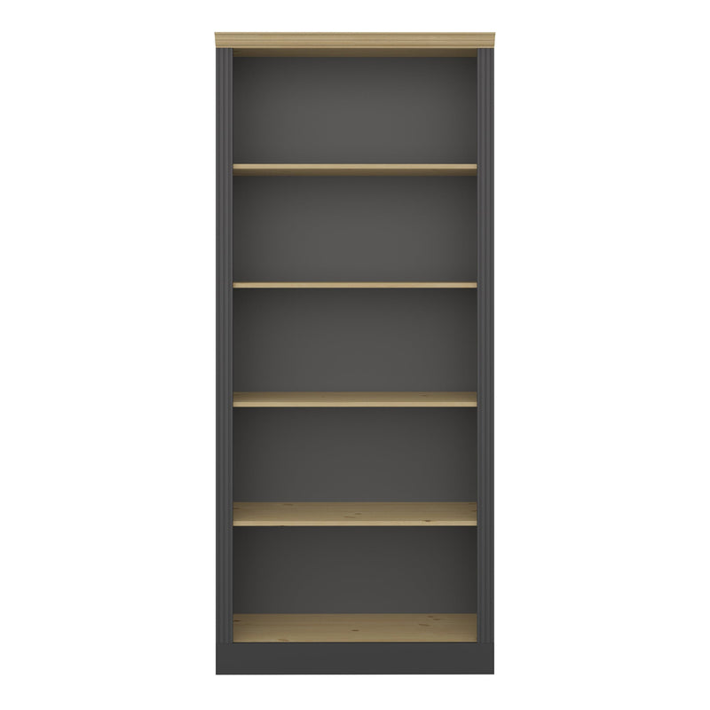 FTG Bookcase Nola 4 Shelf bookcase Black & Pine Bed Kings