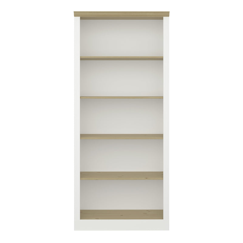 FTG Bookcase Nola 4 Shelf Bookcase White & Pine Bed Kings