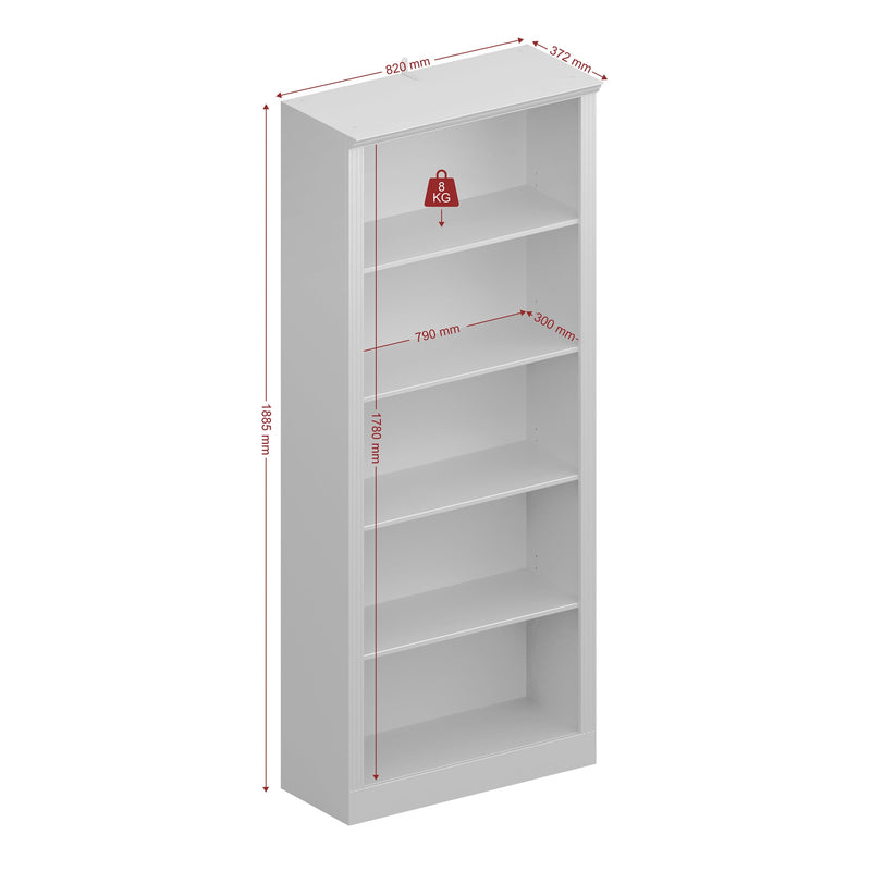 FTG Bookcase Nola 4 Shelf Bookcase White & Pine Bed Kings