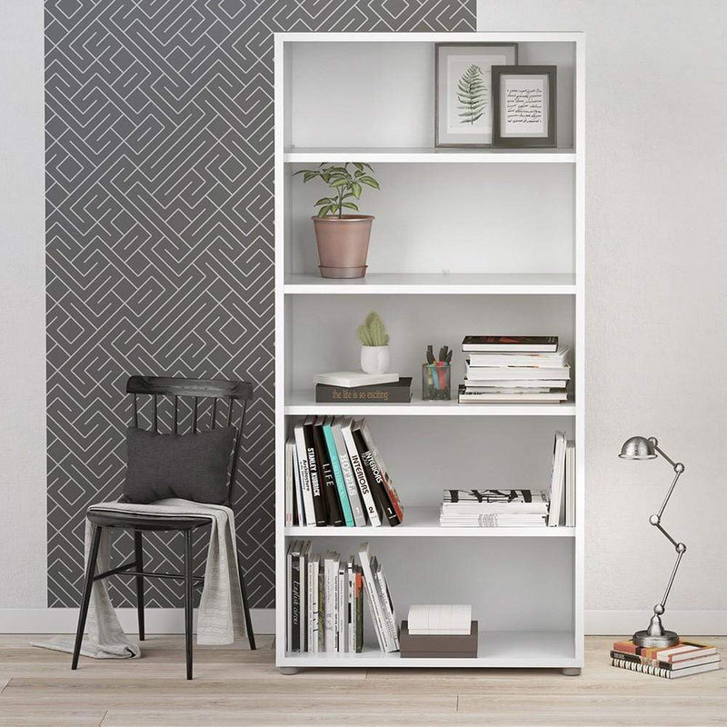 FTG Bookcase Prima Bookcase 4 Shelves in White Bed Kings