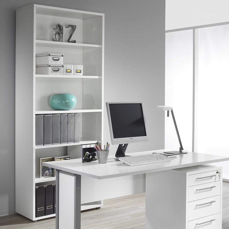 FTG Bookcase Prima Bookcase 5 Shelves in White Bed Kings