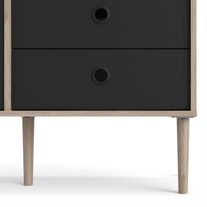 FTG Bookcase Rome Bookcase 2 Doors + 4 Drawers in Jackson Hickory Oak with Matt Black Bed Kings