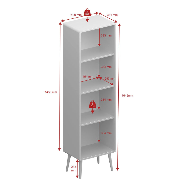 FTG Bookcase Softline Narrow Bookcase Off White Bed Kings