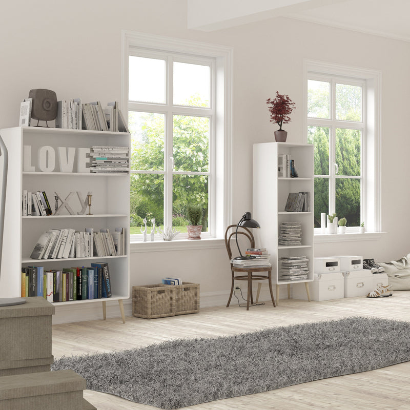 FTG Bookcase Softline Wide Bookcase Off White Bed Kings