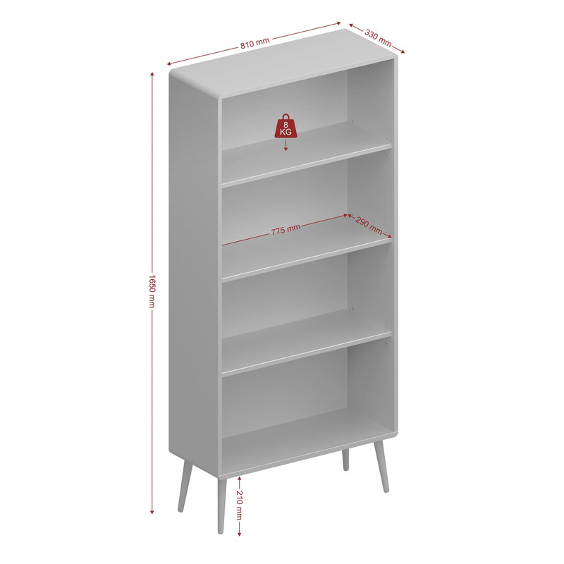 FTG Bookcase Softline Wide Bookcase Off White Bed Kings