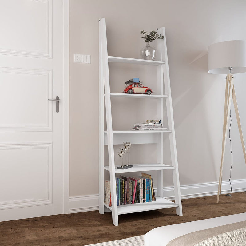 LPD Bookcase Tiva Ladder Bookcase White Bed Kings