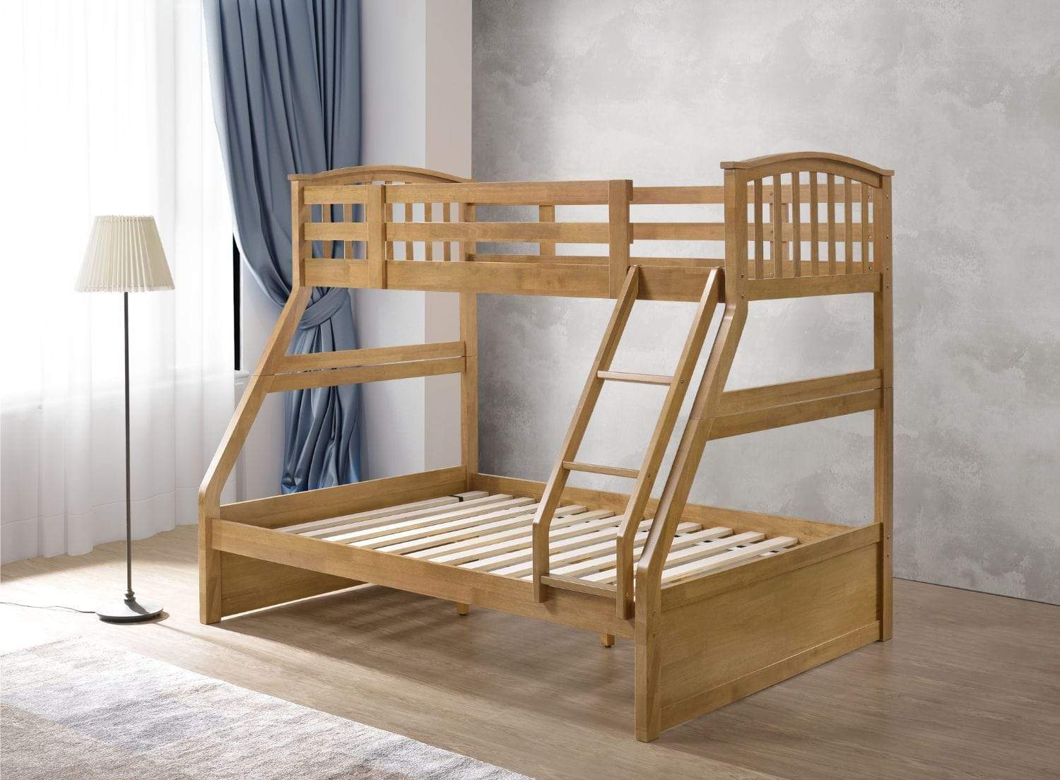 Artisan Bed Company Bunk Bed Archie Triple Bunk Bed Includes 2 X Drawers- Oak Bed Kings