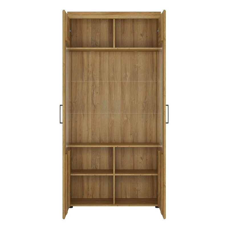 FTG Cabinet Cortina Tall wide 2 door glazed display cabinet Grandson Oak Bed Kings