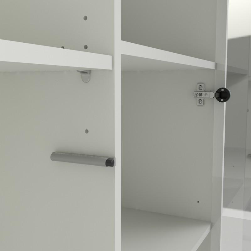FTG Cabinet Fur China Cabinet 1 Door + 1 Glass Door + 2 Drawers in Grey and White Bed Kings