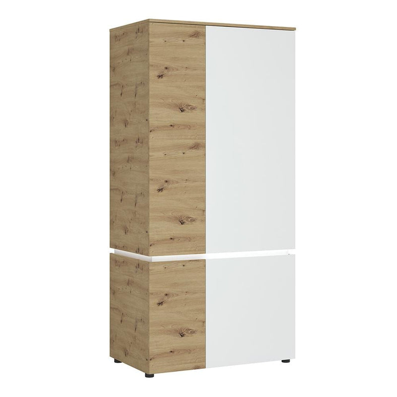 FTG Cabinet Luci Bright - Luci 4 door wardrobe (including LED lighting) in White and Oak Bed Kings