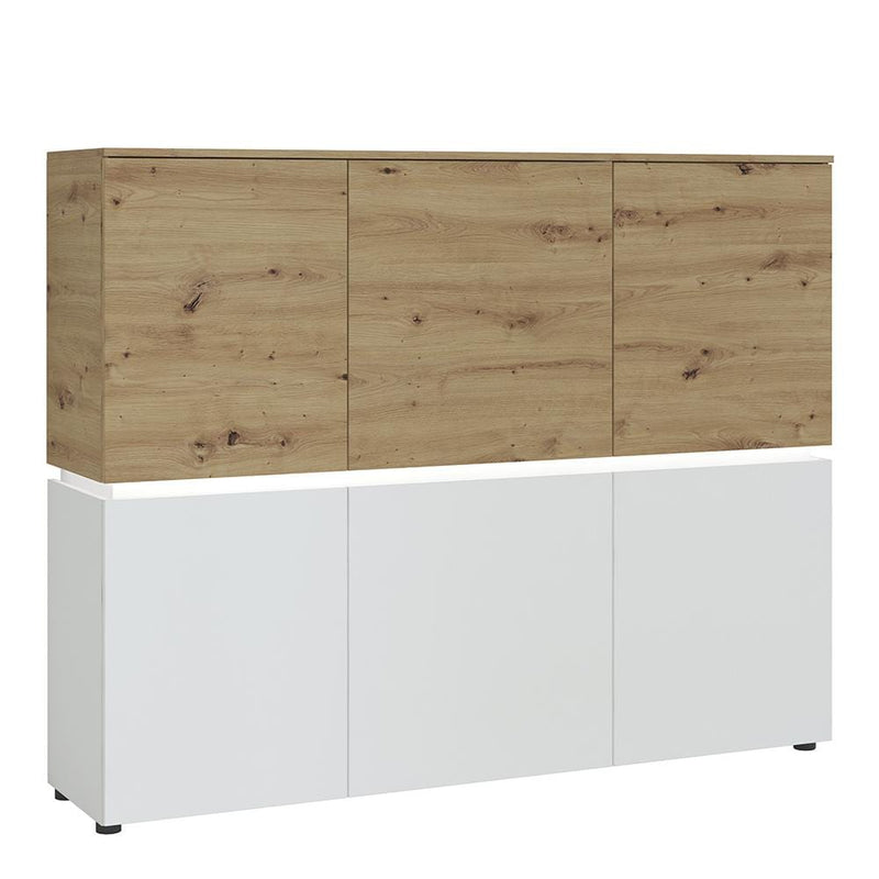 FTG Cabinet Luci Bright - Luci 6 door cabinet (including LED lighting) in White and Oak Bed Kings