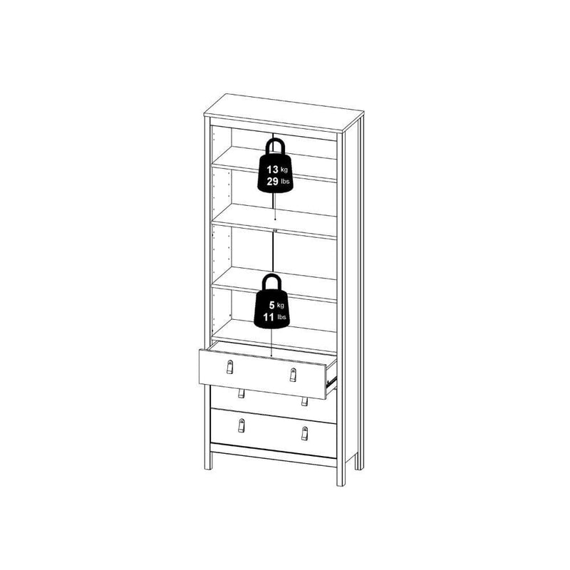 FTG Cabinet Madrid China Cabinet 2 Doors W/Glass + 3 Drawers In White Bed Kings