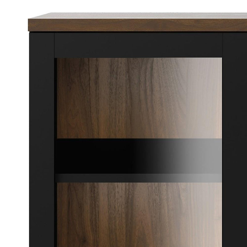 FTG Cabinet Roomers Display Cabinet Glazed 2 Doors in Black and Walnut Black and Walnut Bed Kings