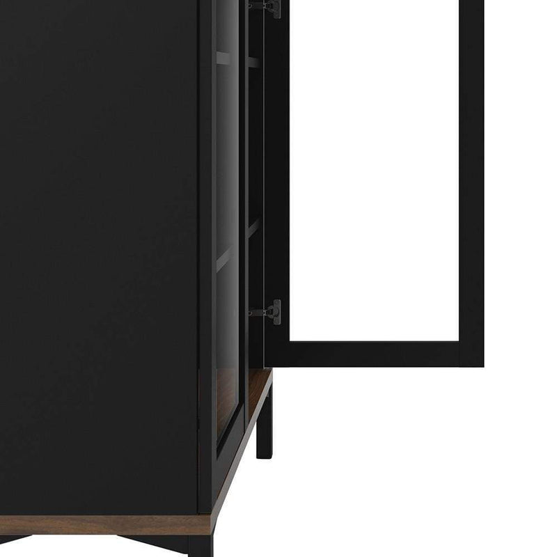 FTG Cabinet Roomers Display Cabinet Glazed 2 Doors in Black and Walnut Black and Walnut Bed Kings