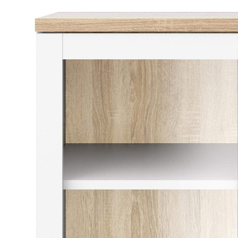FTG Cabinet Roomers Display Cabinet Glazed 2 Doors in White and Oak White and Oak Bed Kings