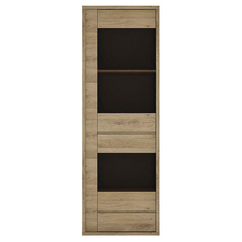 FTG Cabinet Shetland 1 Door 1 Drawer Narrow Glazed display cabinet Shetland Oak Finish Bed Kings