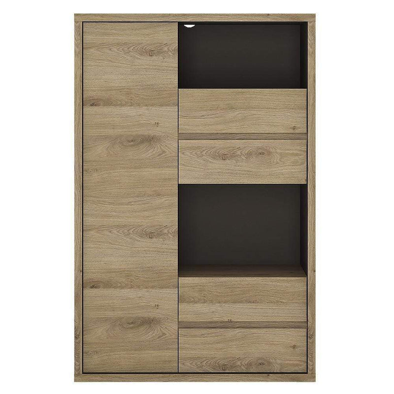 FTG Cabinet Shetland 1 Door 4 drawer display cabinet Shetland Oak Finish Bed Kings