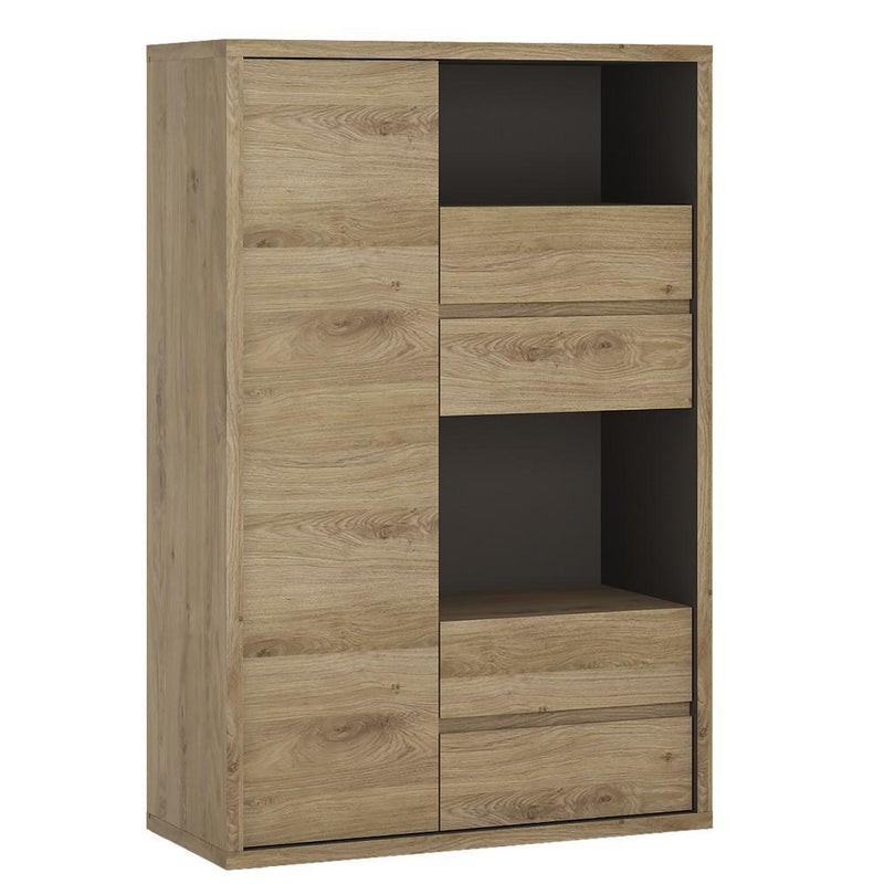FTG Cabinet Shetland 1 Door 4 drawer display cabinet Shetland Oak Finish Bed Kings
