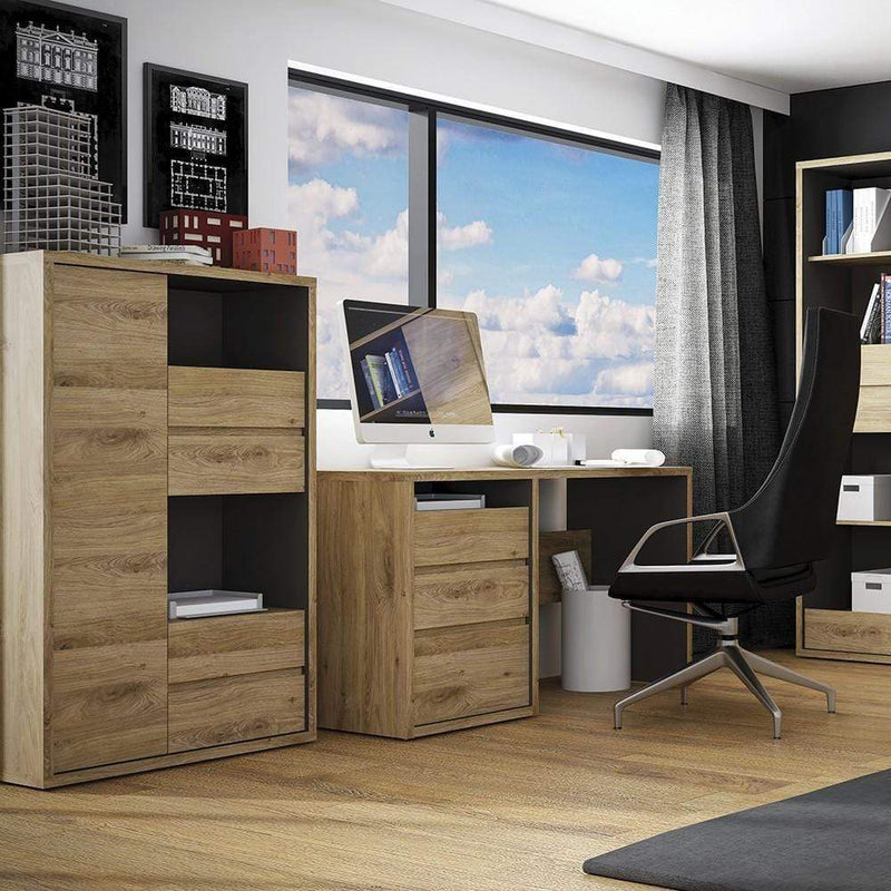 FTG Cabinet Shetland 1 Door 4 drawer display cabinet Shetland Oak Finish Bed Kings