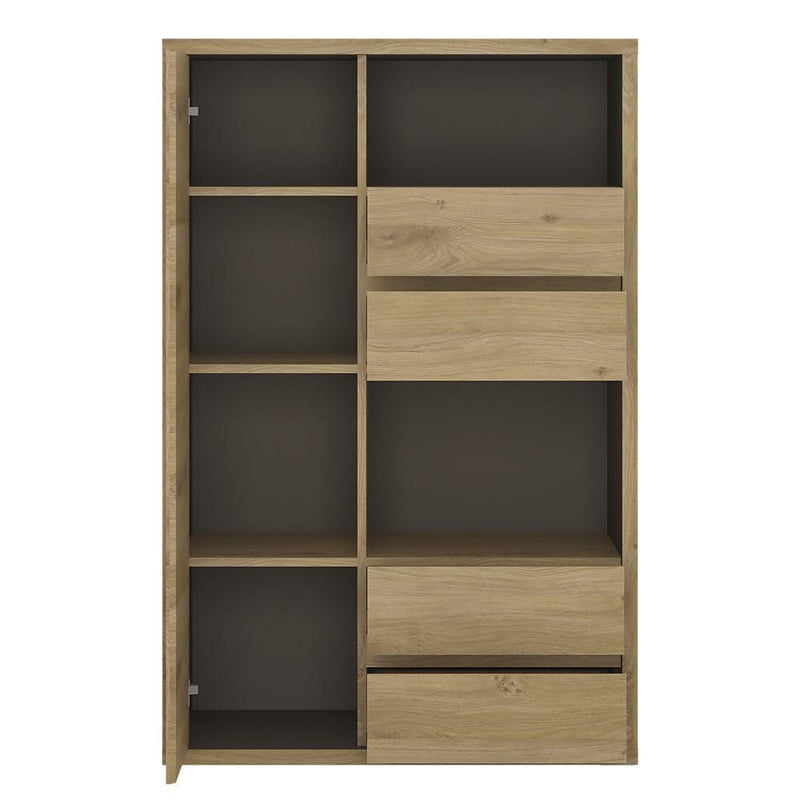 FTG Cabinet Shetland 1 Door 4 drawer display cabinet Shetland Oak Finish Bed Kings