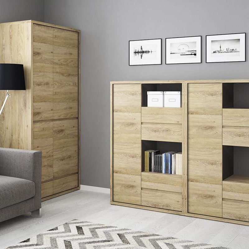 FTG Cabinet Shetland 1 Door 4 drawer display cabinet Shetland Oak Finish Bed Kings