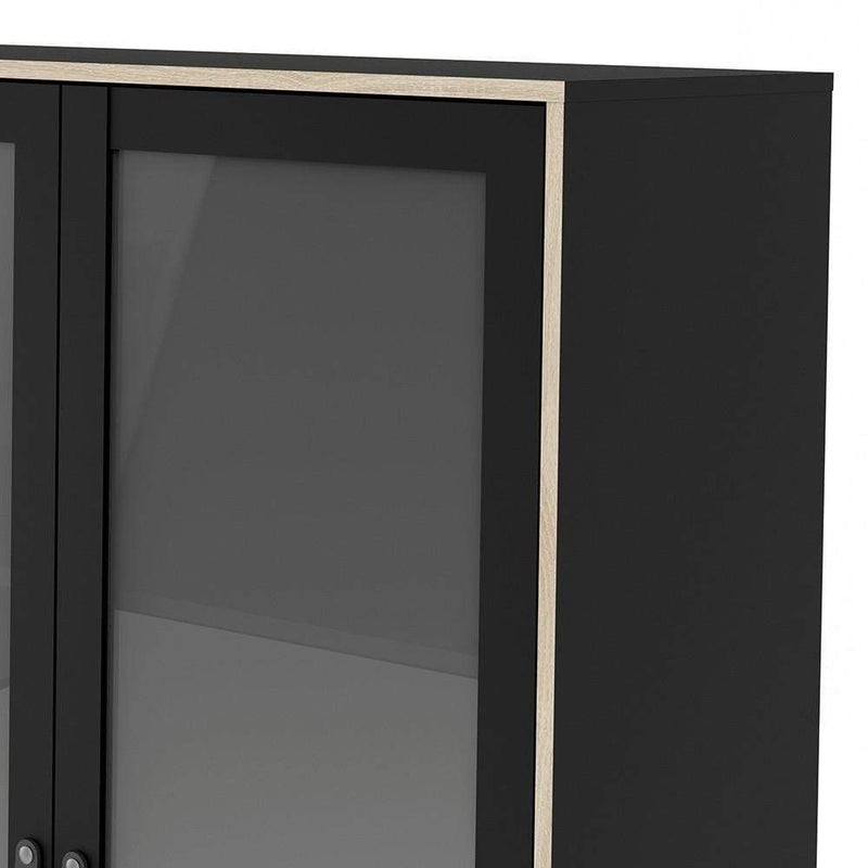 FTG Cabinet Stubbe China cabinet 2 frame doors + 3 drawers Matt Black Oak Bed Kings