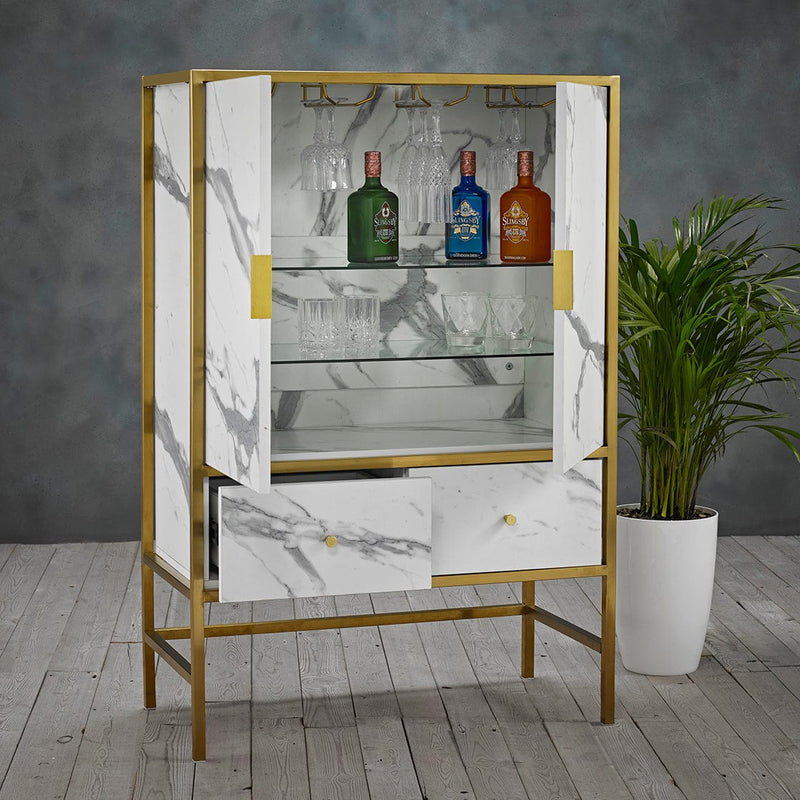 LPD Cabinet Monaco Drinks Cabinet White Bed Kings