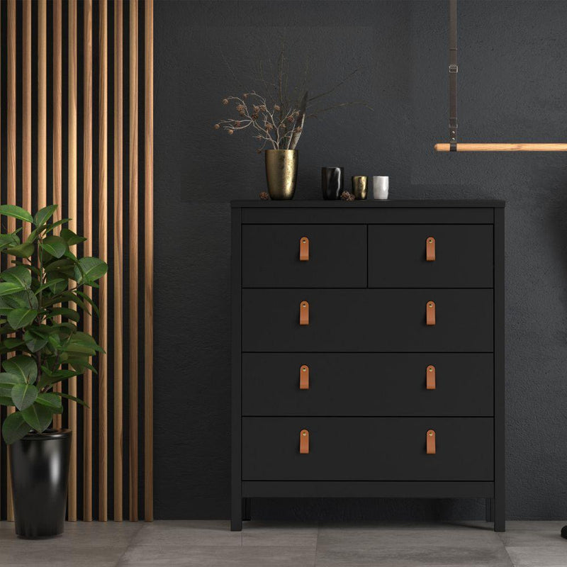 FTG Chest Of Drawers Barcelona Chest 3+2 Drawers In Matt Black Bed Kings