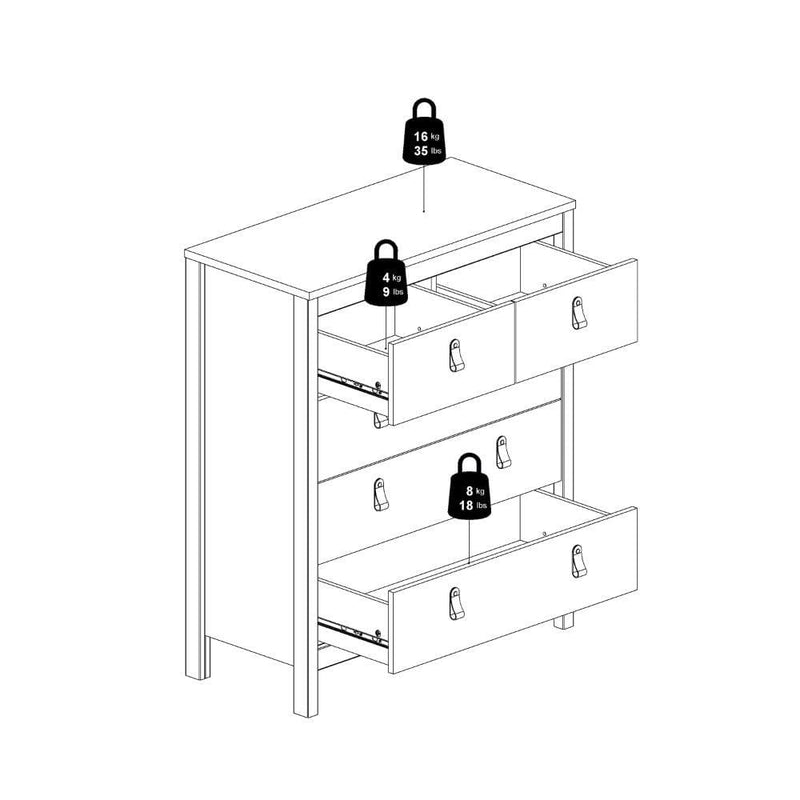 FTG Chest Of Drawers Barcelona Chest 3+2 Drawers In White Bed Kings