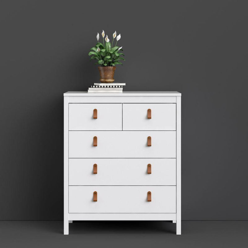 FTG Chest Of Drawers Barcelona Chest 3+2 Drawers In White Bed Kings