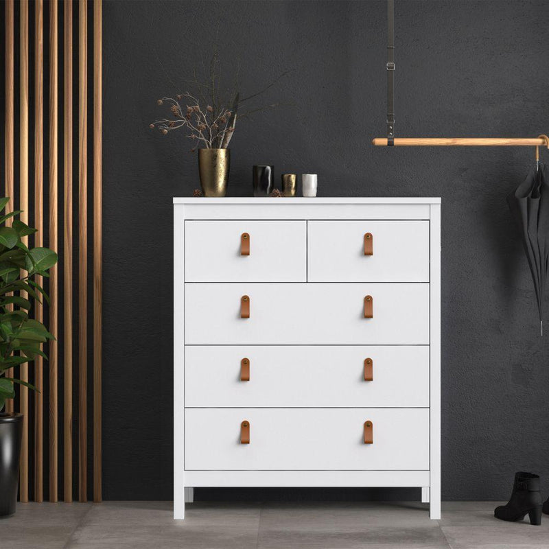 FTG Chest Of Drawers Barcelona Chest 3+2 Drawers In White Bed Kings