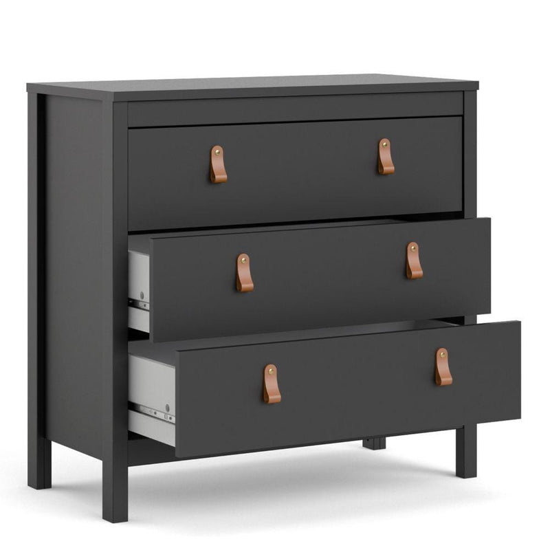 FTG Chest Of Drawers Barcelona Chest 3 Drawers In Matt Black Bed Kings