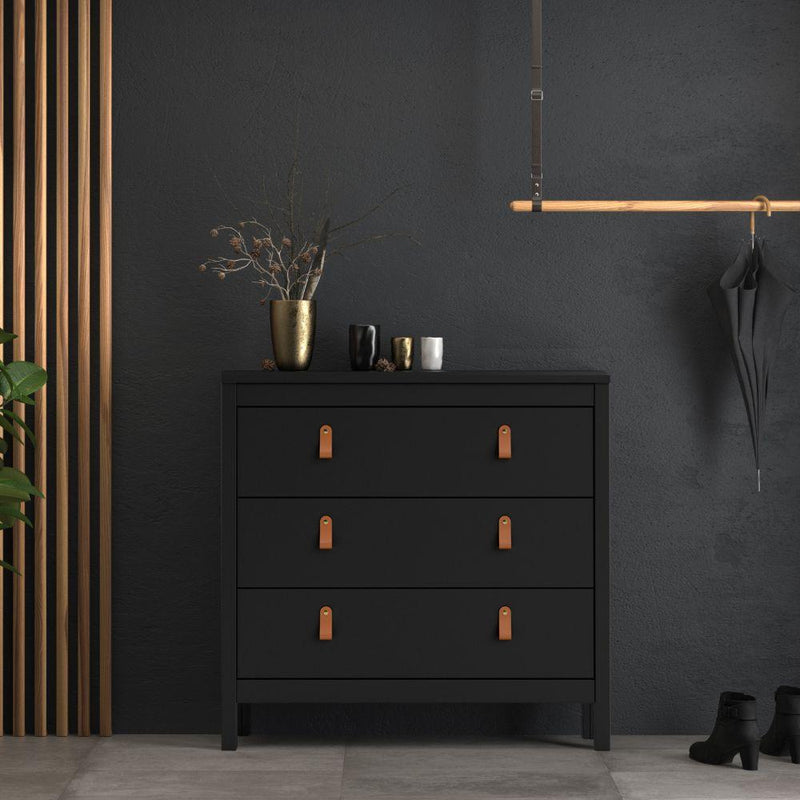 FTG Chest Of Drawers Barcelona Chest 3 Drawers In Matt Black Bed Kings