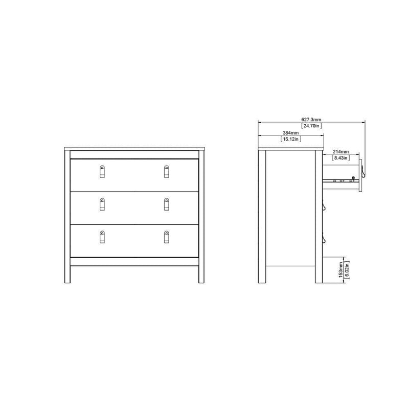 FTG Chest Of Drawers Barcelona Chest 3 Drawers In Matt Black Bed Kings