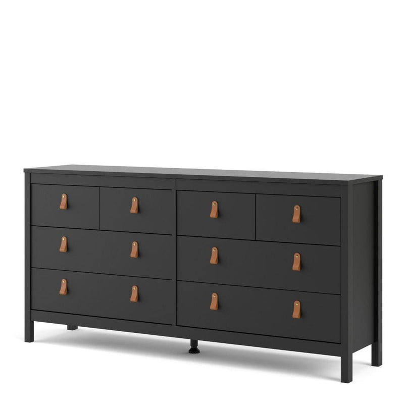 FTG Chest Of Drawers Barcelona Double Dresser 4+4 Drawers In Matt Black Bed Kings