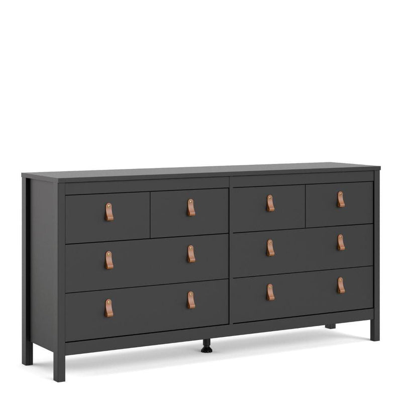 FTG Chest Of Drawers Barcelona Double Dresser 4+4 Drawers In Matt Black Bed Kings