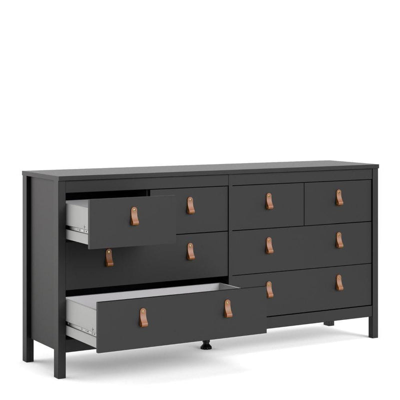 FTG Chest Of Drawers Barcelona Double Dresser 4+4 Drawers In Matt Black Bed Kings
