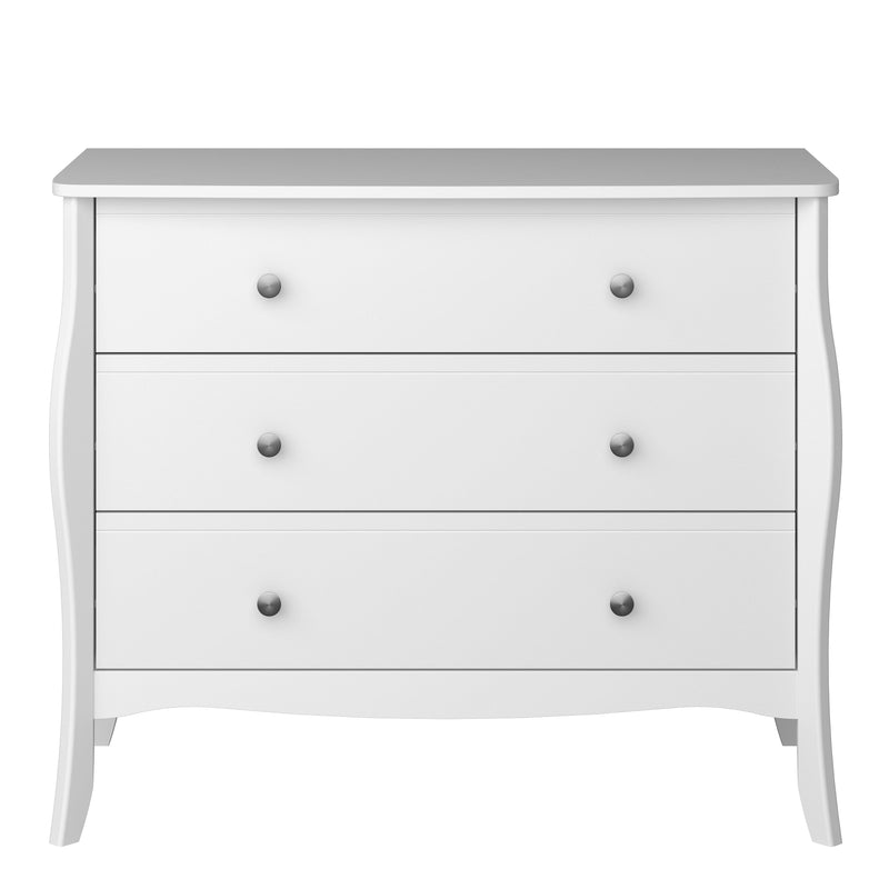 FTG Chest Of Drawers Baroque 3drw Wide Chest White Bed Kings