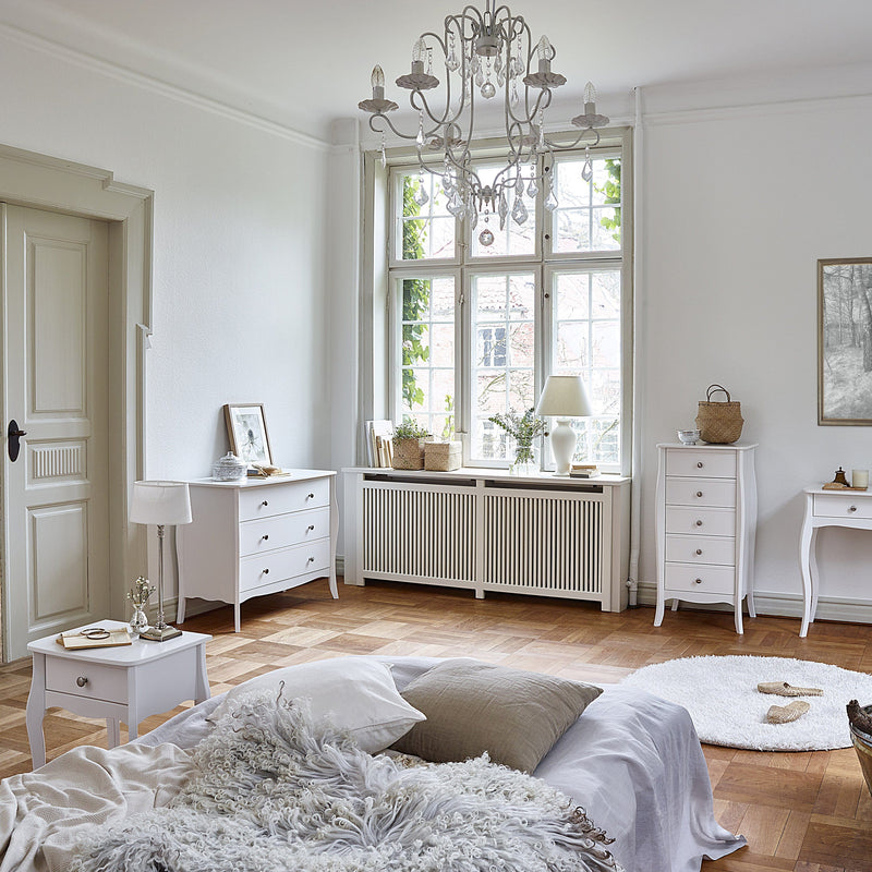 FTG Chest Of Drawers Baroque 3drw Wide Chest White Bed Kings