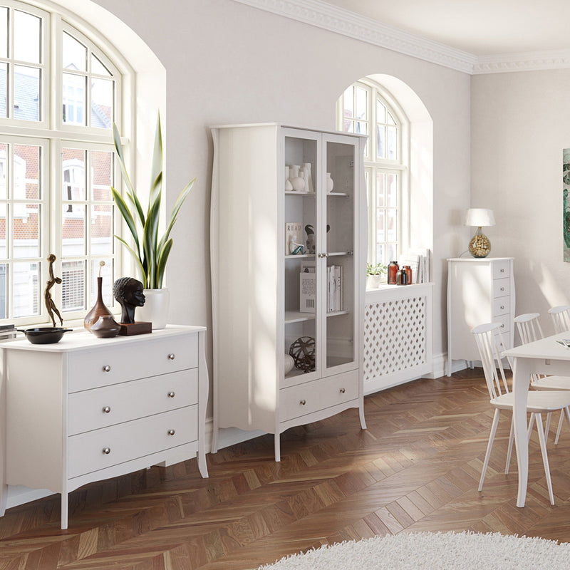 FTG Chest Of Drawers Baroque 3drw Wide Chest White Bed Kings