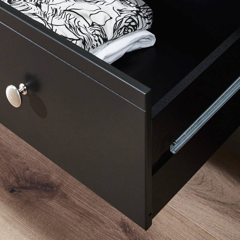 FTG Chest Of Drawers Baroque 5 Drw Narrow Black Bed Kings